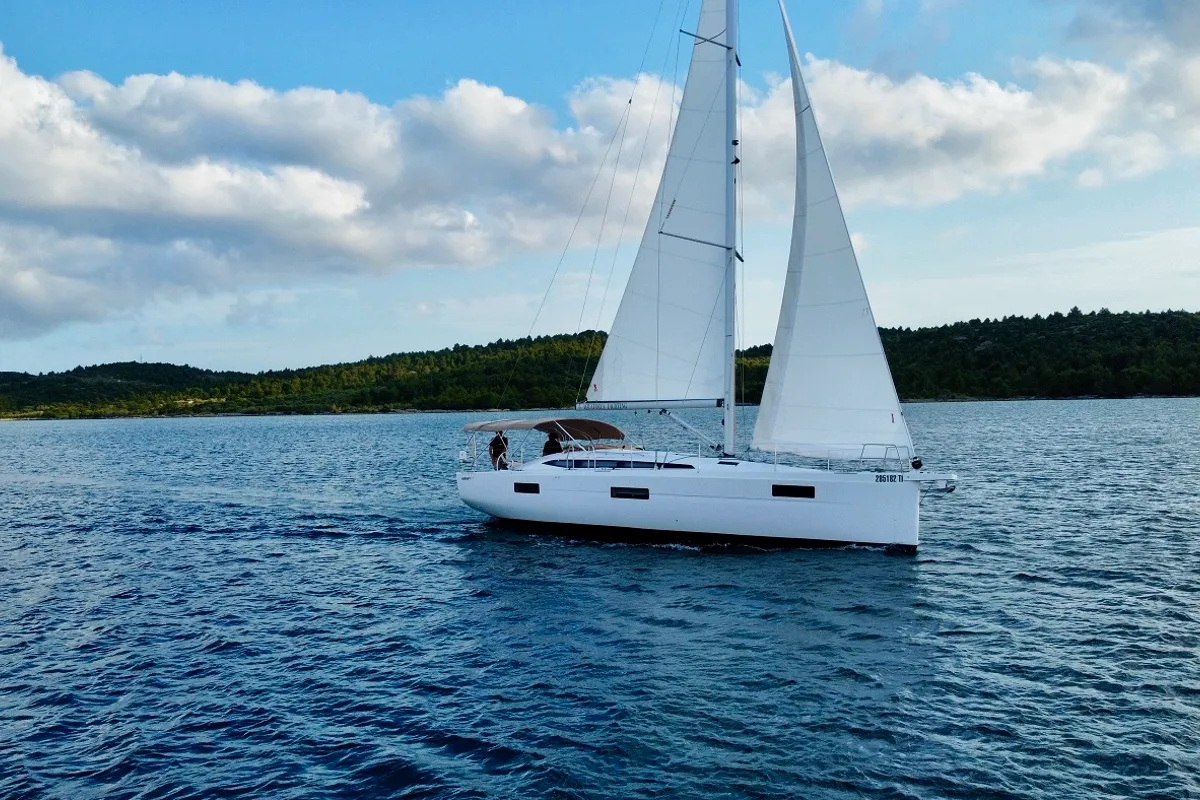 Exterior view of Aurora, a Elan Impression 45 sailboat at Pirovac, Croatia
