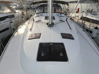 Deck of Star Philip, a Bavaria Cruiser 40 sailboat at Punat, Croatia