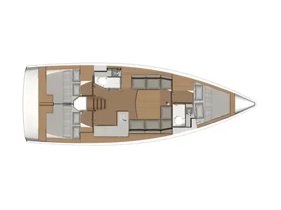 Floor plan of Cyrgric 4, a Dufour 390 sailboat at Kerners, France