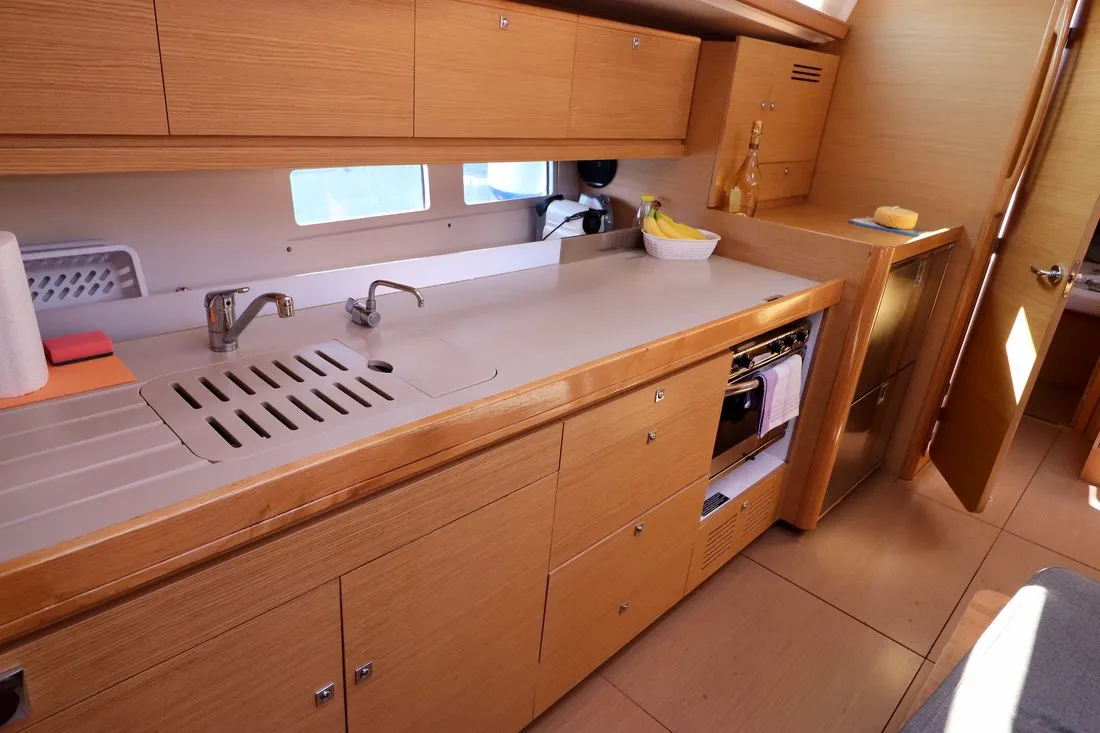Galley of Divna, a Dufour 460 GL sailboat at Grad Kaštela, Croatia