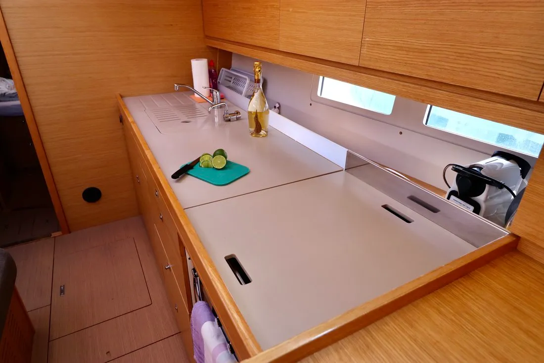 Galley of Divna, a Dufour 460 GL sailboat at Grad Kaštela, Croatia