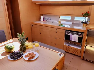 Galley of Divna, a Dufour 460 GL sailboat at Grad Kaštela, Croatia
