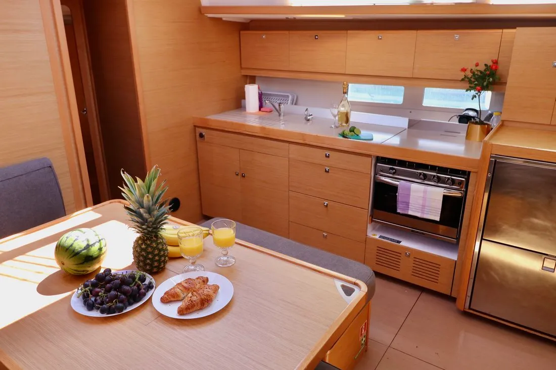 Galley of Divna, a Dufour 460 GL sailboat at Grad Kaštela, Croatia