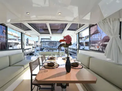 Galley of Warm Breeze, a Bali Catspace OW catamaran at Grad Šibenik, Croatia