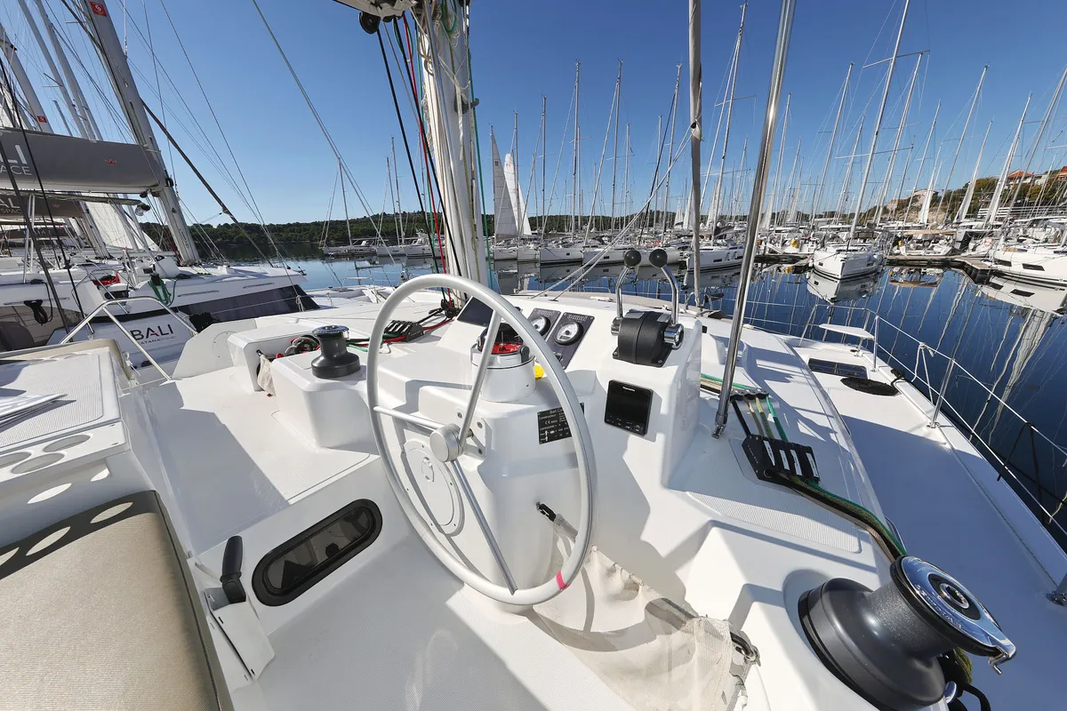 Warm Breeze, a Bali Catspace OW catamaran at Grad Šibenik, Croatia