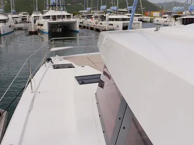 Cockpit of On A Whim, a Bali 4.8 catamaran at Parham Town, British Virgin Islands