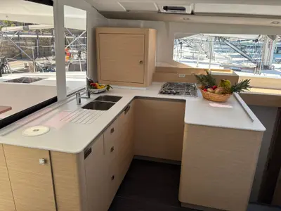 Harley Quinn, a Fountaine Pajot Astrea 42 catamaran at Tonnarella, Italy