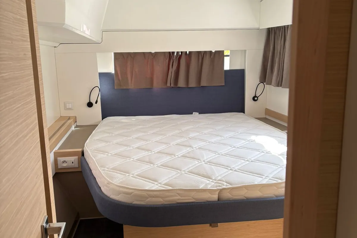 Harley Quinn, a Fountaine Pajot Astrea 42 catamaran at Tonnarella, Italy