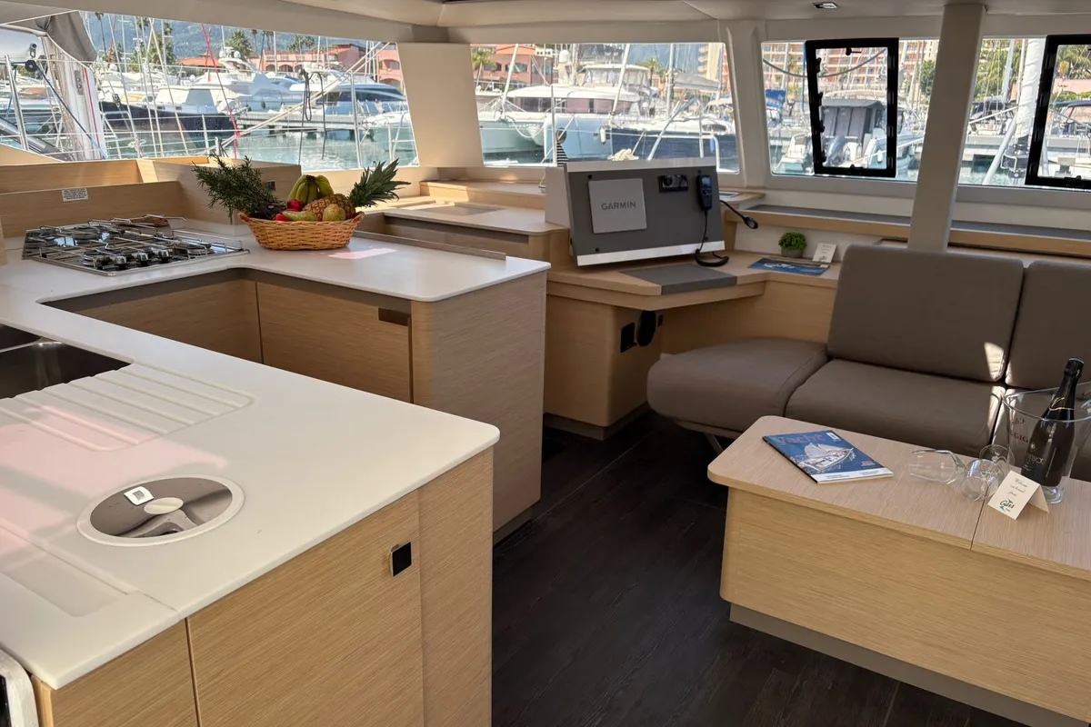 Harley Quinn, a Fountaine Pajot Astrea 42 catamaran at Tonnarella, Italy