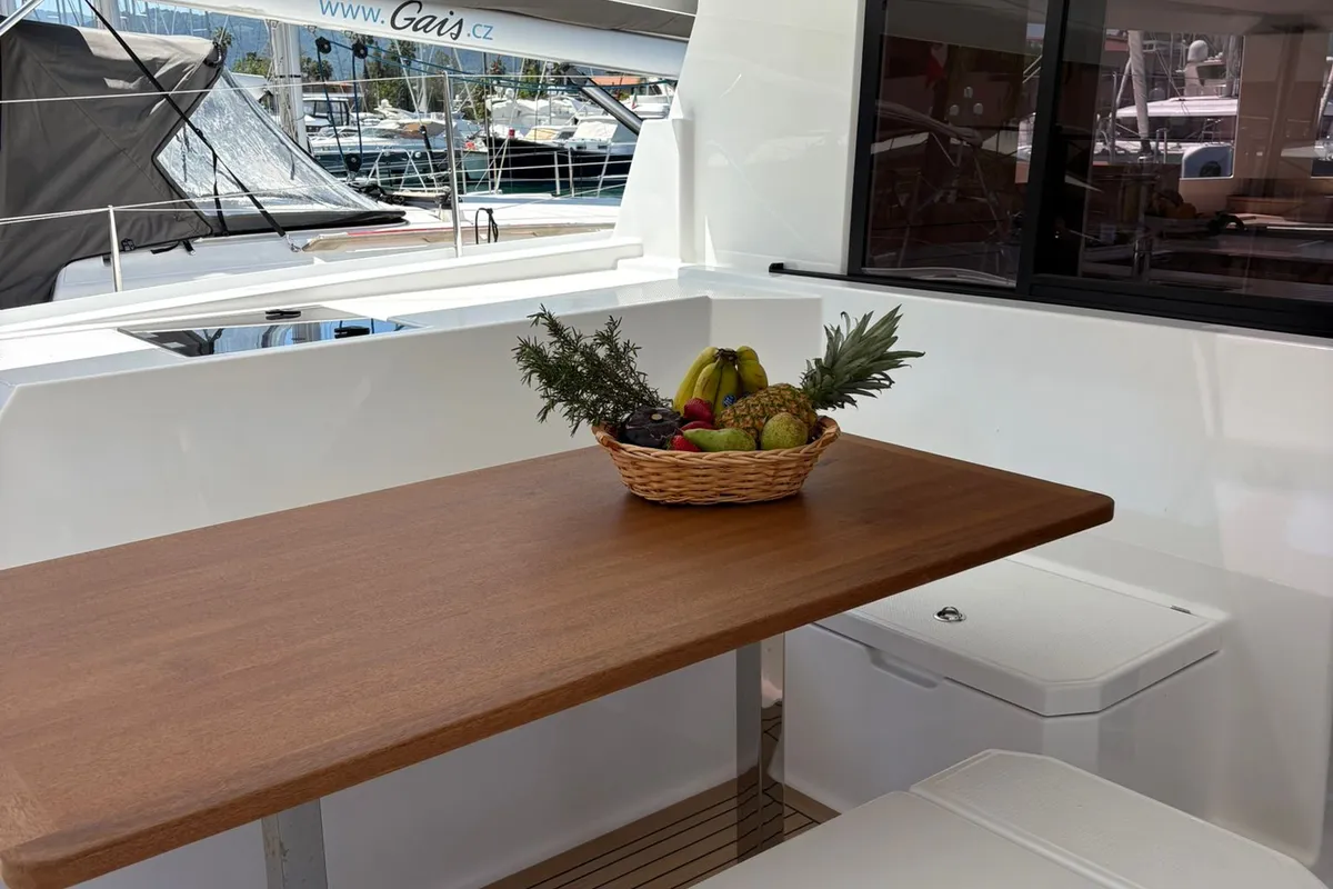Harley Quinn, a Fountaine Pajot Astrea 42 catamaran at Tonnarella, Italy
