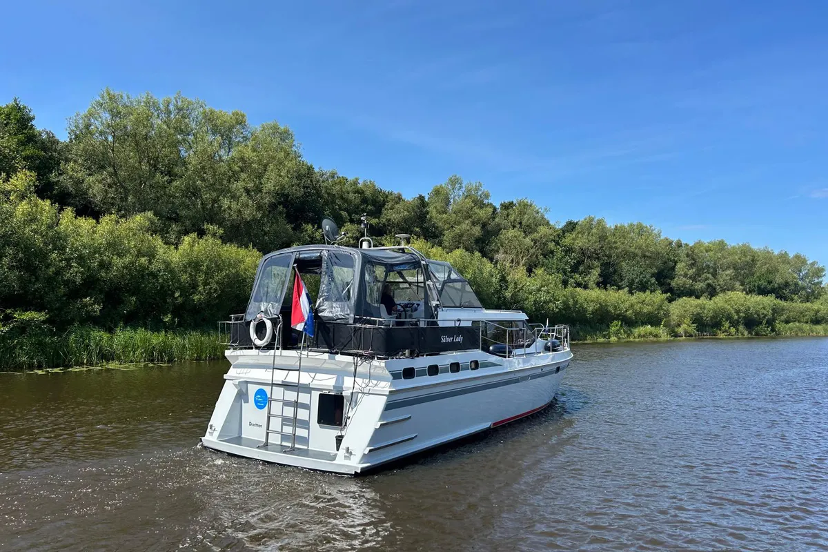 Exterior view of Silver Lady, a Gulet De Drait Vri-Jon Contessa 1370 motorboat at Drachten, Netherlands