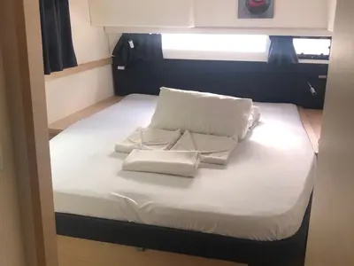 Cabin on NINA IV, a Fountaine Pajot Saba 50 catamaran at Alameda, United States
