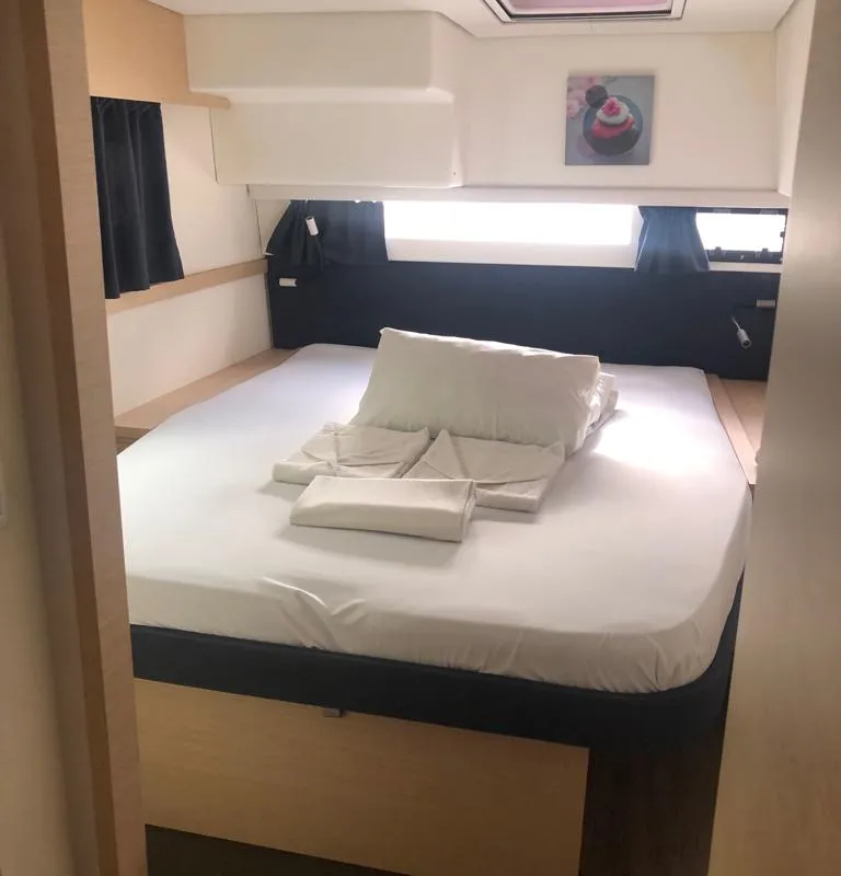 Cabin on NINA IV, a Fountaine Pajot Saba 50 catamaran at Alameda, United States