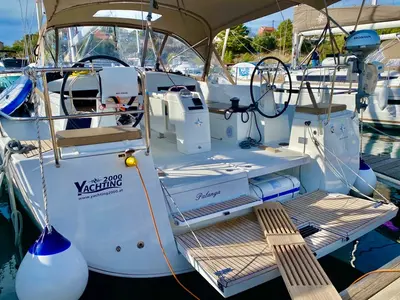 Cockpit of PALANGA, a Jeanneau Sun Odyssey 440 sailboat at Grad Šibenik, Croatia