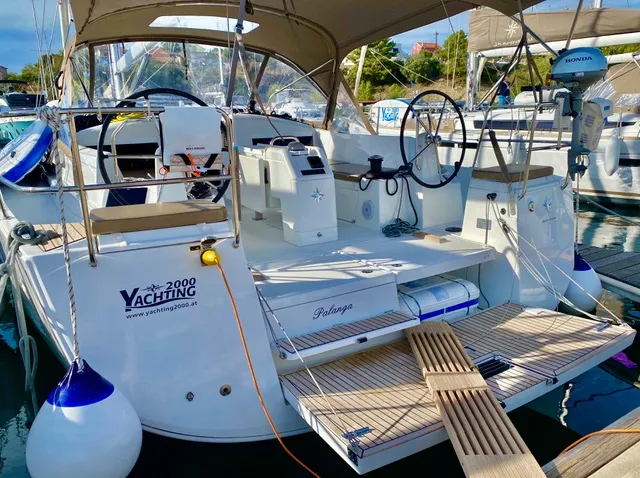 Cockpit of PALANGA, a Jeanneau Sun Odyssey 440 sailboat at Grad Šibenik, Croatia