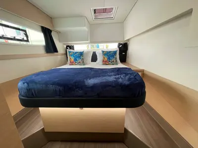 Cabin on Singing Winds, a Fountaine Pajot Saba 50 catamaran at Road Town, British Virgin Islands