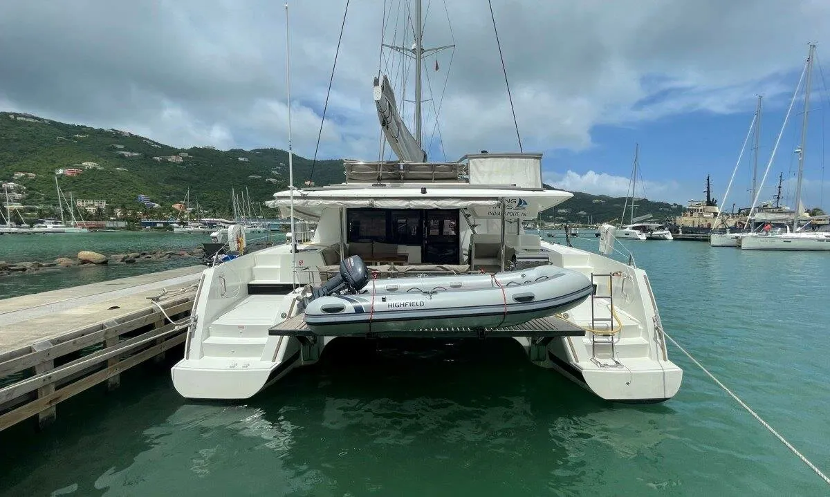 Exterior view of Singing Winds, a Fountaine Pajot Saba 50 catamaran at Road Town, British Virgin Islands