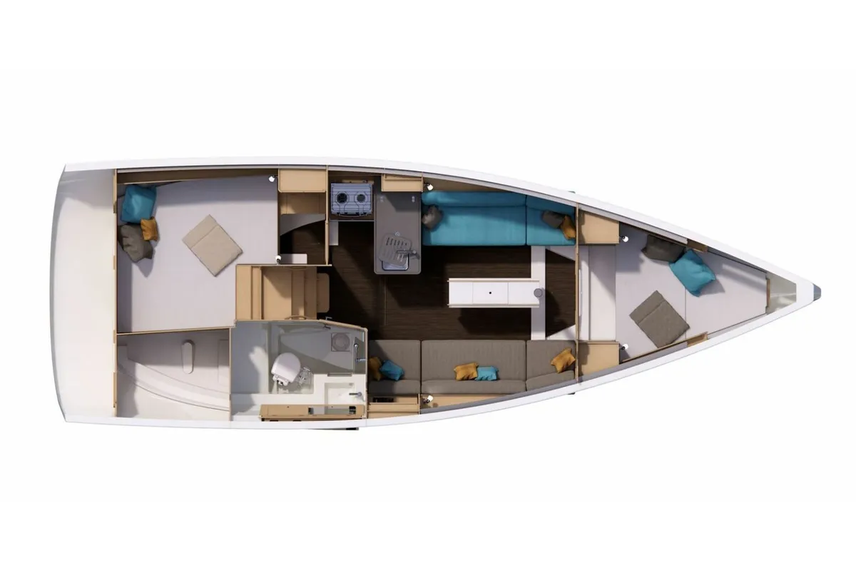 Floor plan of SILVIA, a Dufour 32 sailboat at Capo d'Orlando, Italy