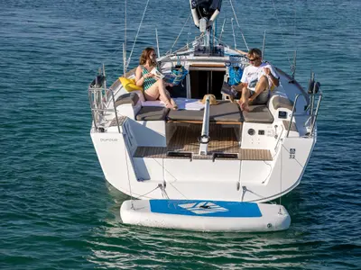 Exterior view of SILVIA, a Dufour 32 sailboat at Capo d'Orlando, Italy