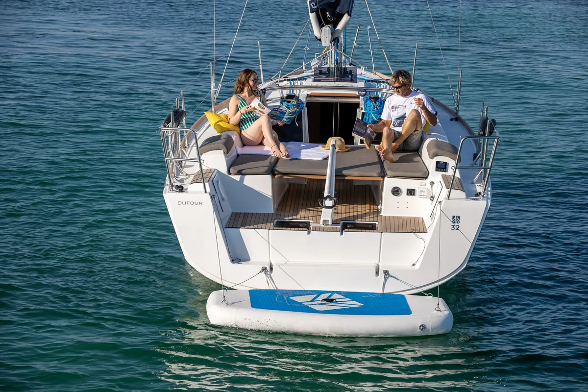 Exterior view of SILVIA, a Dufour 32 sailboat at Capo d'Orlando, Italy