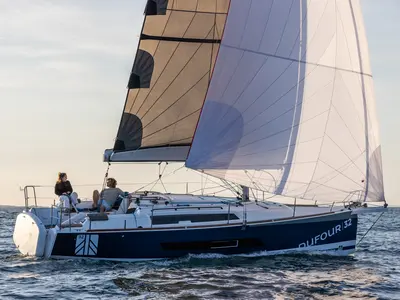 Exterior view of SILVIA, a Dufour 32 sailboat at Capo d'Orlando, Italy