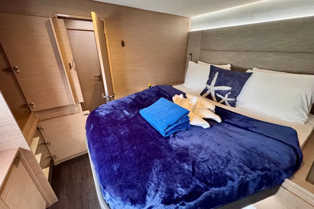 Cabin on Carrie Lee, a Fountaine Pajot Aura 51 catamaran at Road Town, British Virgin Islands