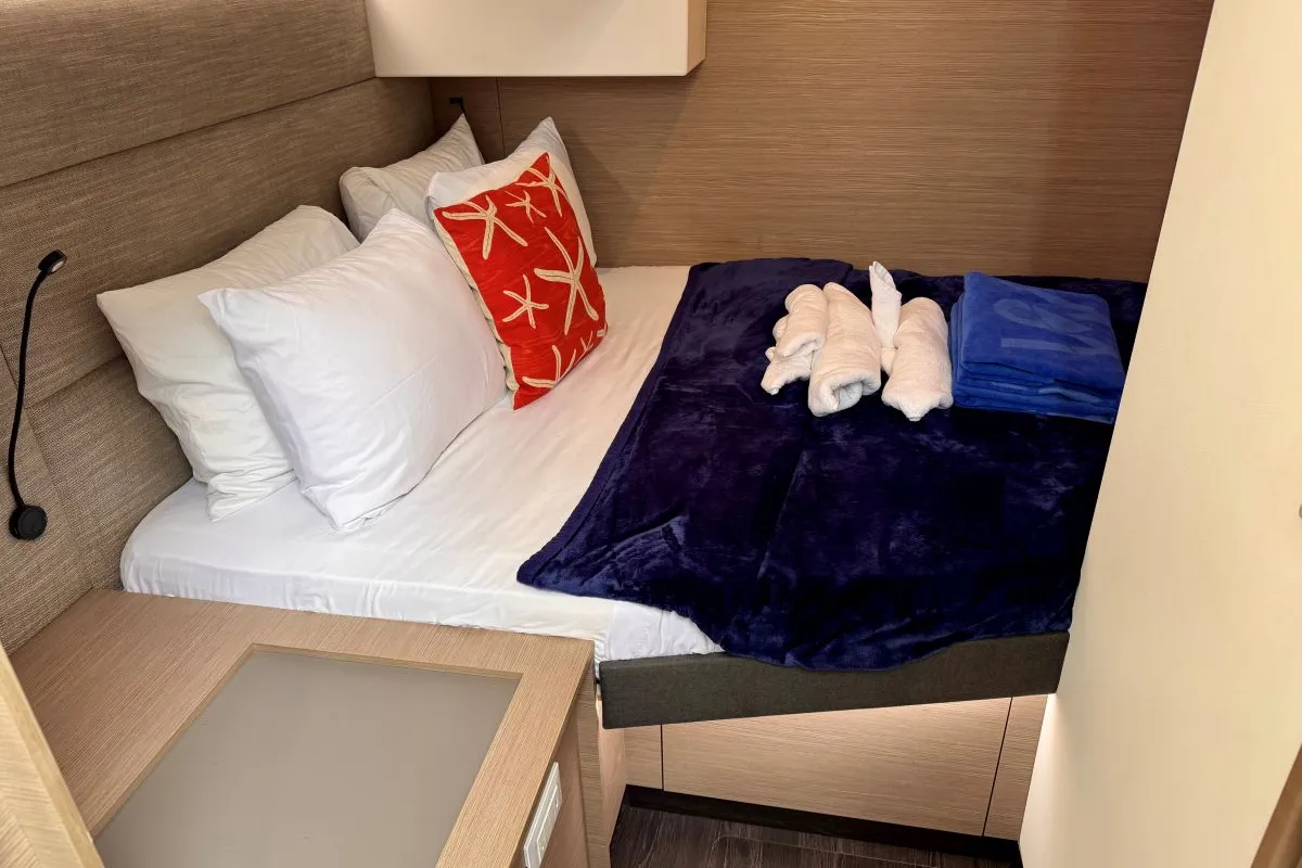 Cabin on Carrie Lee, a Fountaine Pajot Aura 51 catamaran at Road Town, British Virgin Islands