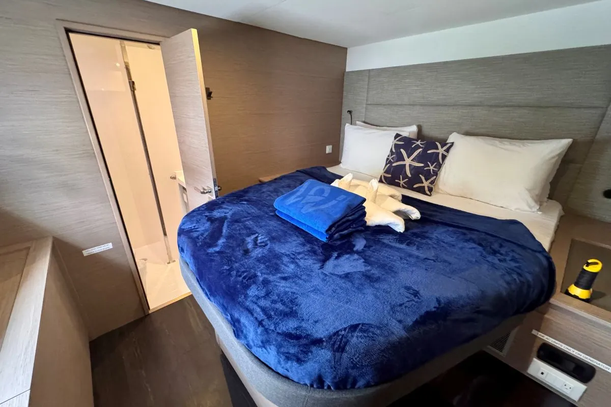 Cabin on Carrie Lee, a Fountaine Pajot Aura 51 catamaran at Road Town, British Virgin Islands