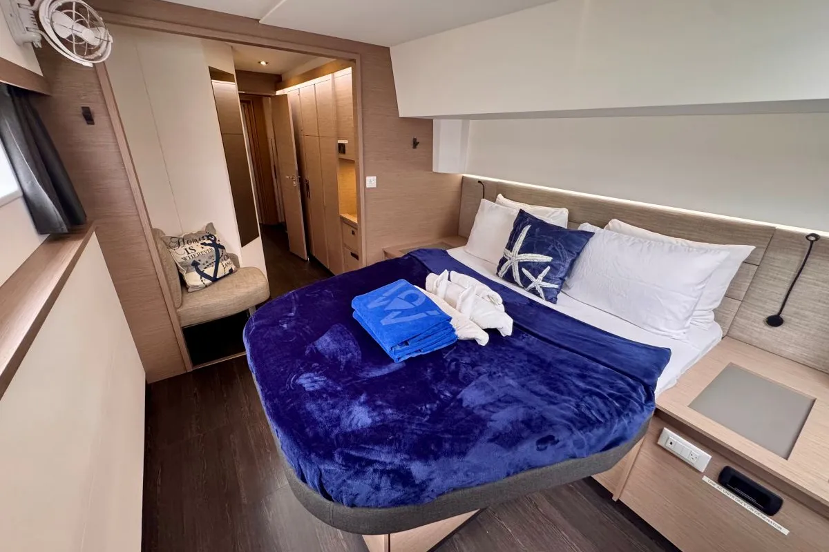 Cabin on Carrie Lee, a Fountaine Pajot Aura 51 catamaran at Road Town, British Virgin Islands