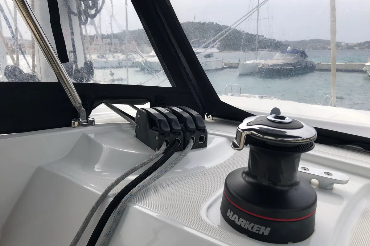 Cockpit of El Paso, a Lagoon 40 catamaran at Općina Rogoznica, Croatia