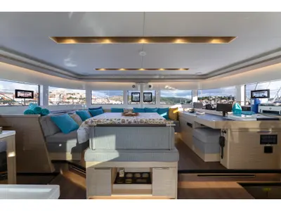 Salon of Twin Joy +, a Lagoon 51 catamaran at Trogir, Croatia