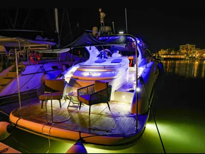 Cabin on Seven, a Atlantis 47 HT motor yacht at Syracuse, Italy