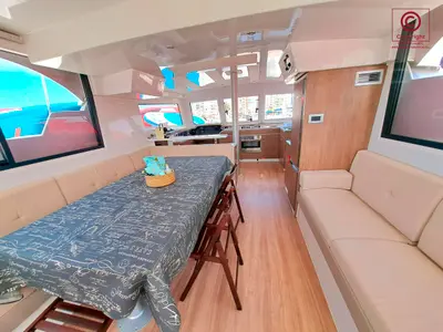 Cabin on navégame, a Bali Catspace catamaran at Sant Antoni de Portmany, Spain