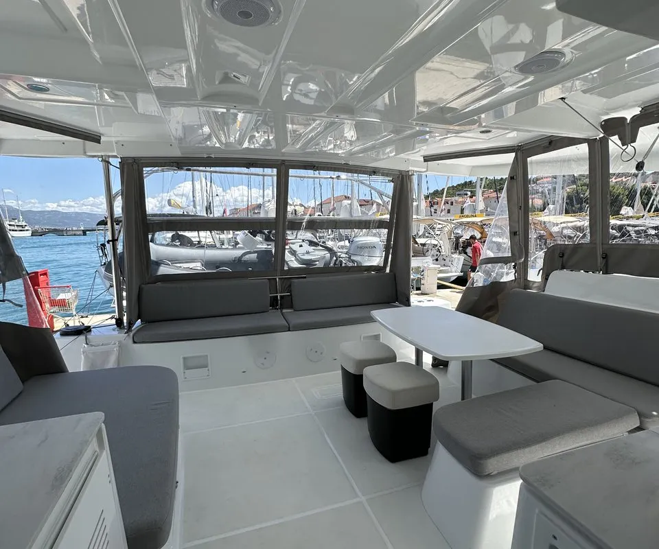 Deck of Destiny Point, a Lagoon 46 catamaran at Split, Croatia