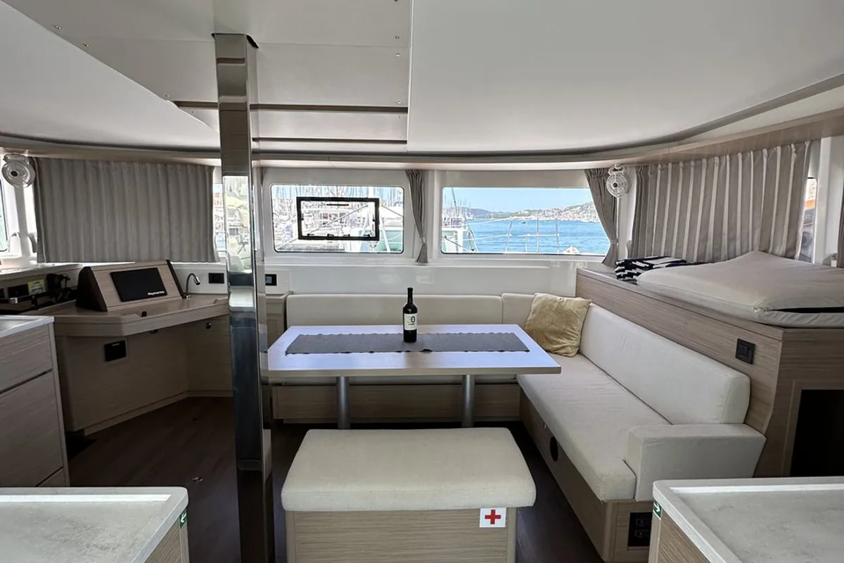 Salon of Destiny Point, a Lagoon 46 catamaran at Split, Croatia