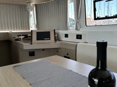 Cockpit of Destiny Point, a Lagoon 46 catamaran at Split, Croatia