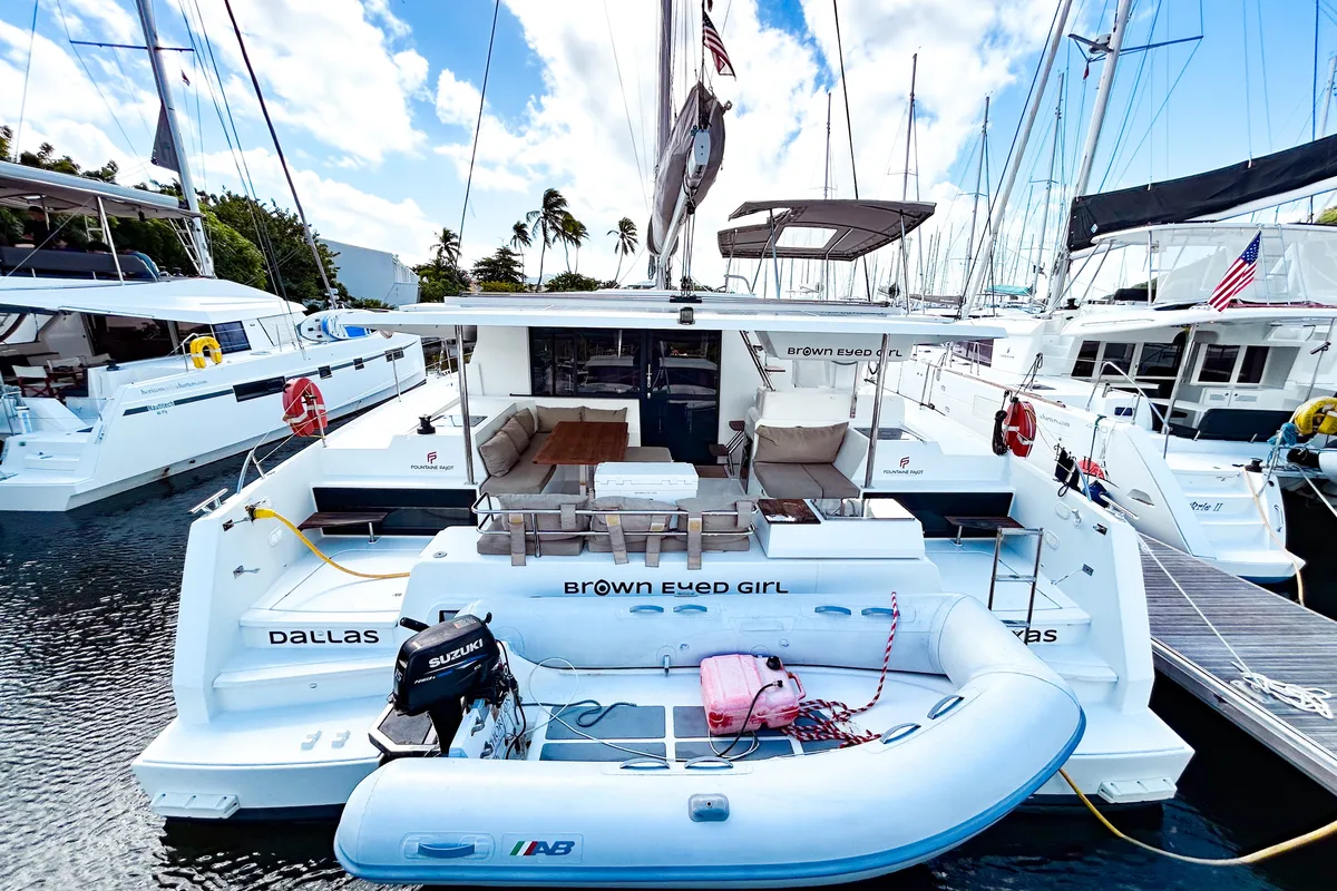 Brown Eyed Girl, a Fountaine Pajot Astrea 42 catamaran at Road Town, British Virgin Islands