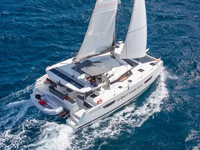 Brown Eyed Girl, a Fountaine Pajot Astrea 42 catamaran at Road Town, British Virgin Islands