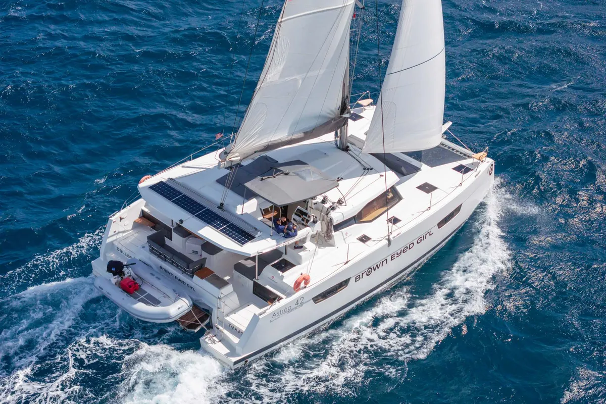 Brown Eyed Girl, a Fountaine Pajot Astrea 42 catamaran at Road Town, British Virgin Islands