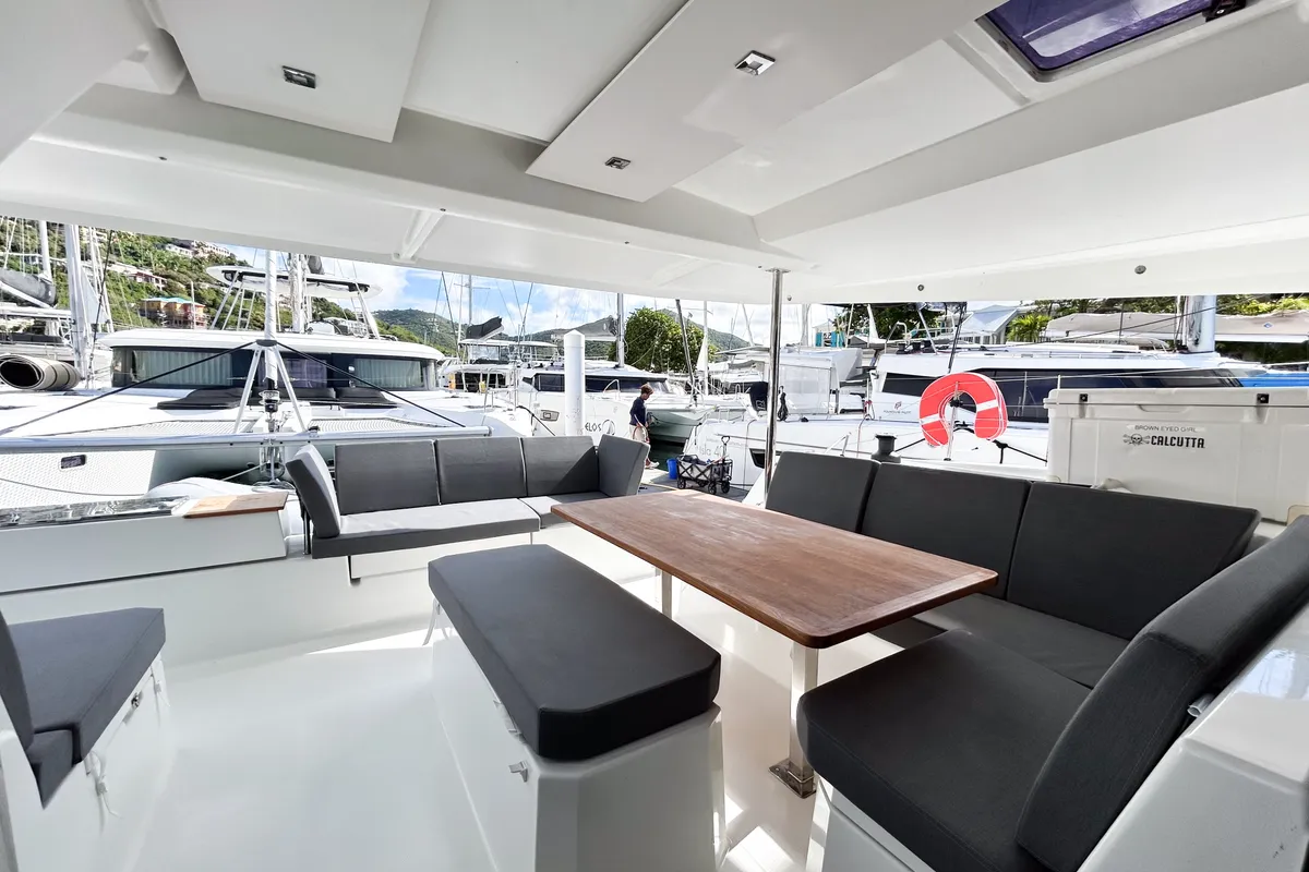 Brown Eyed Girl, a Fountaine Pajot Astrea 42 catamaran at Road Town, British Virgin Islands
