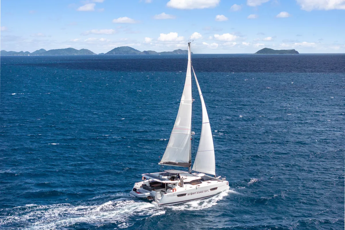 Brown Eyed Girl, a Fountaine Pajot Astrea 42 catamaran at Road Town, British Virgin Islands