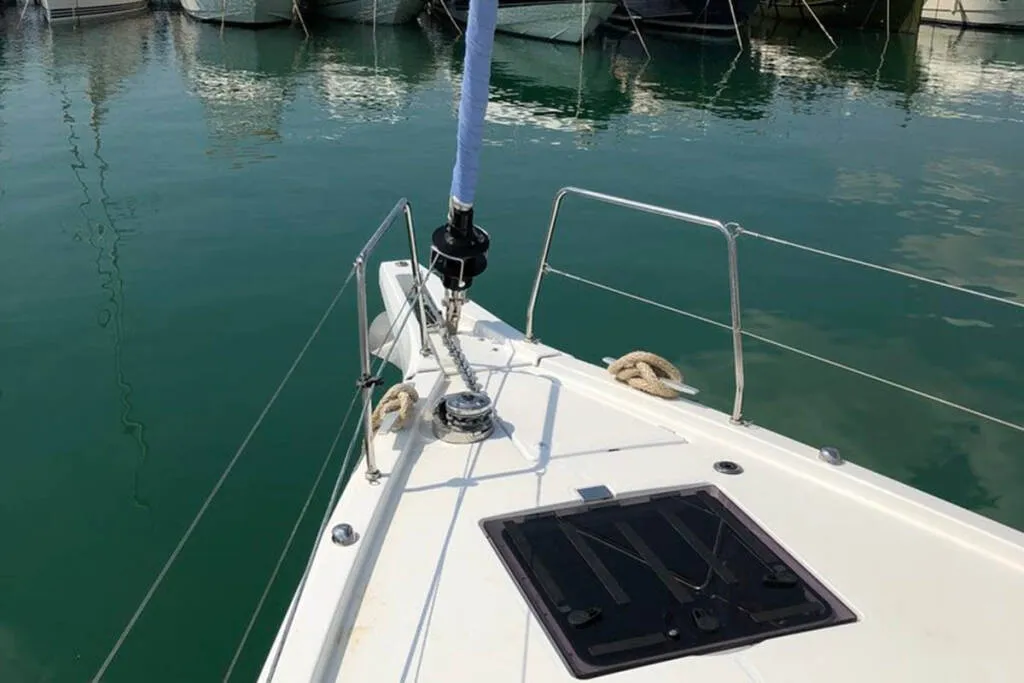 Deck of Thano, a Beneteau Oceanis 51.1 sailboat at Athens, Greece