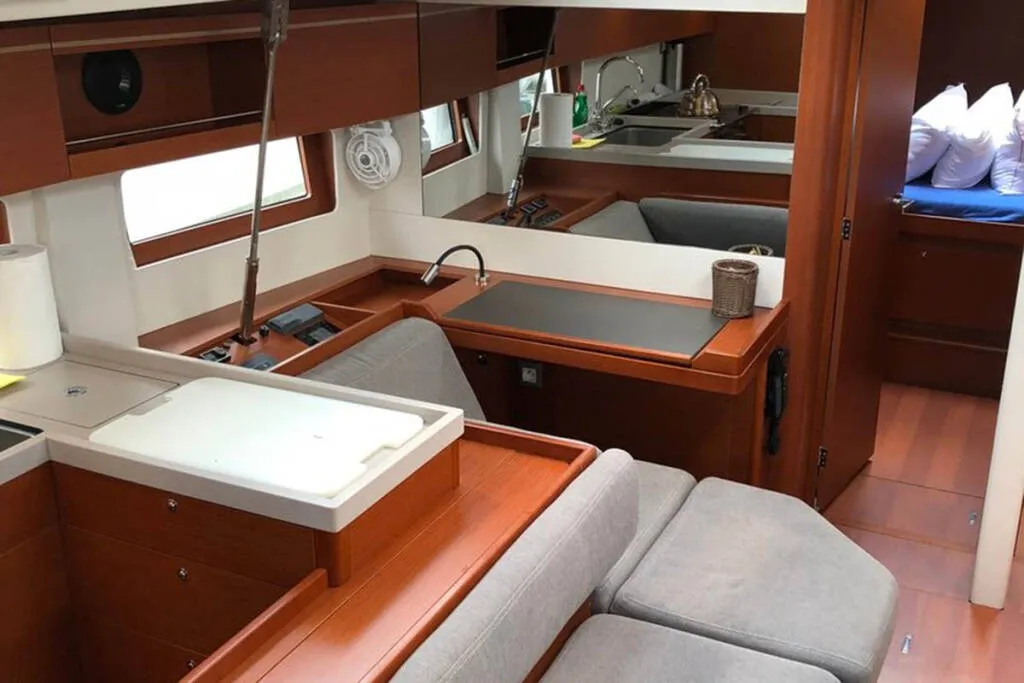 Salon of Thano, a Beneteau Oceanis 51.1 sailboat at Athens, Greece