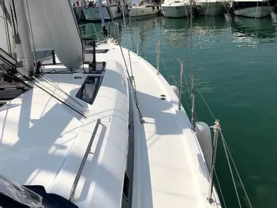 Deck of Thano, a Beneteau Oceanis 51.1 sailboat at Athens, Greece