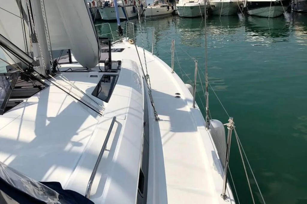 Deck of Thano, a Beneteau Oceanis 51.1 sailboat at Athens, Greece