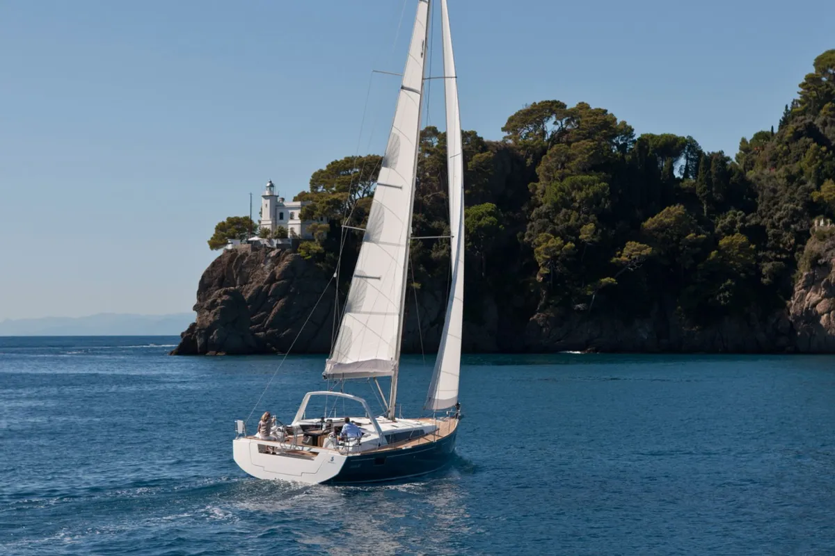 Exterior view of Athena, a Beneteau Oceanis 48 sailboat at Fethiye, Turkey