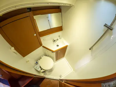 Galley of Athena, a Beneteau Oceanis 48 sailboat at Fethiye, Turkey