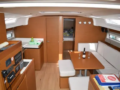 Salon of Hrvaska, a Jeanneau Sun Odyssey 490 sailboat at Grad Kaštela, Croatia