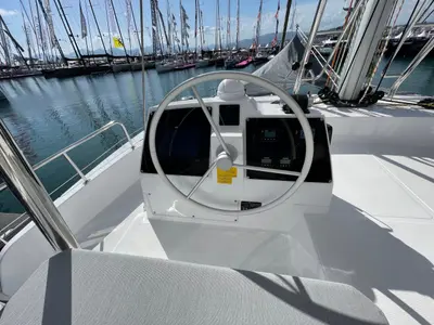 Cockpit of Bali 4.6 - 4 cab. OW, a catamaran at Pirovac, Croatia