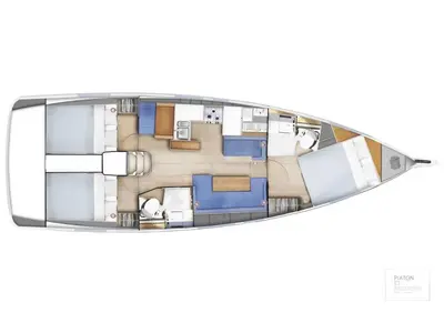 Floor plan of JIMMY, a Jeanneau Sun Odyssey 410 sailboat at La Favière, France